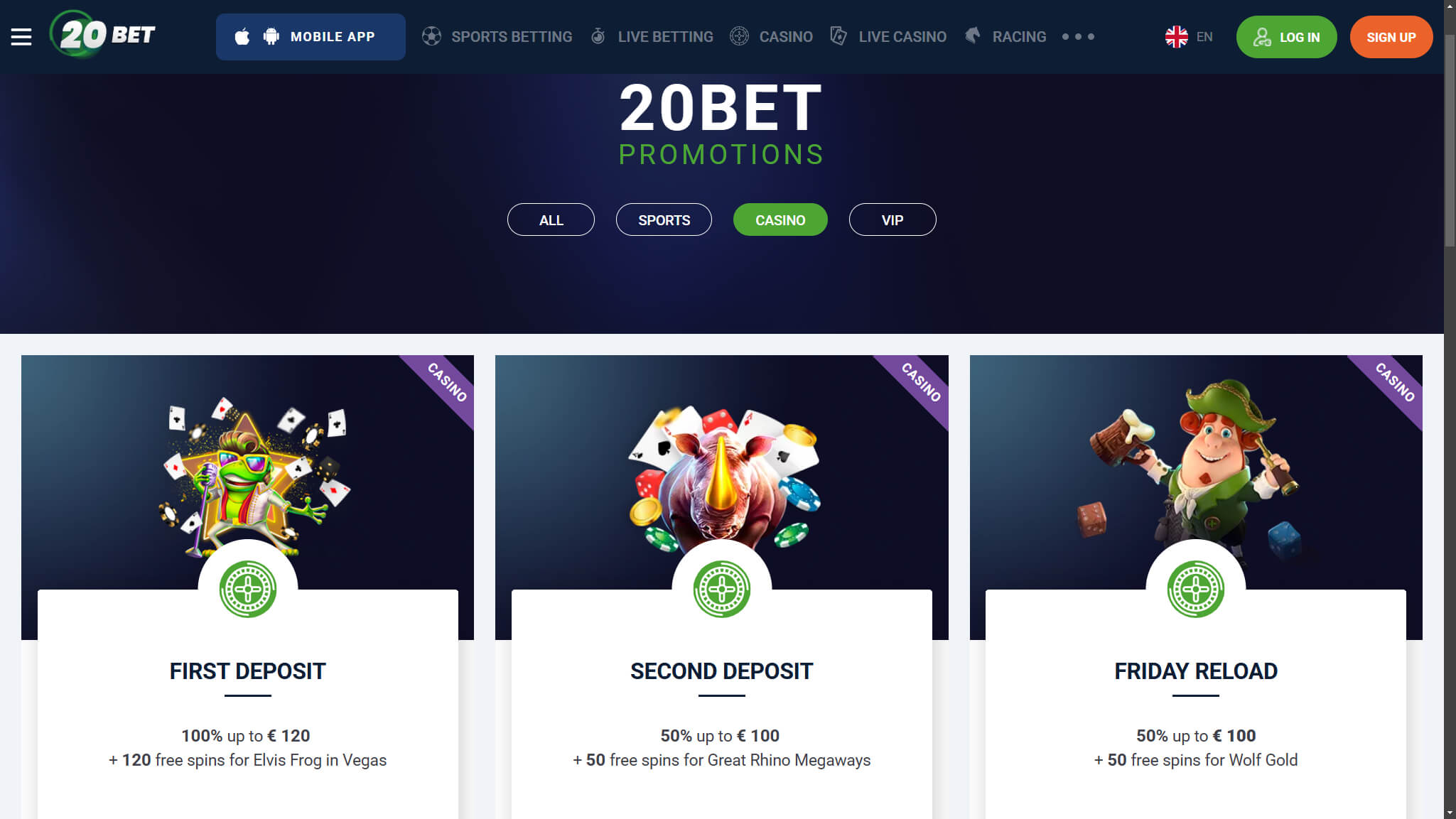 20Bet Casino Bonuses, allbets.tv