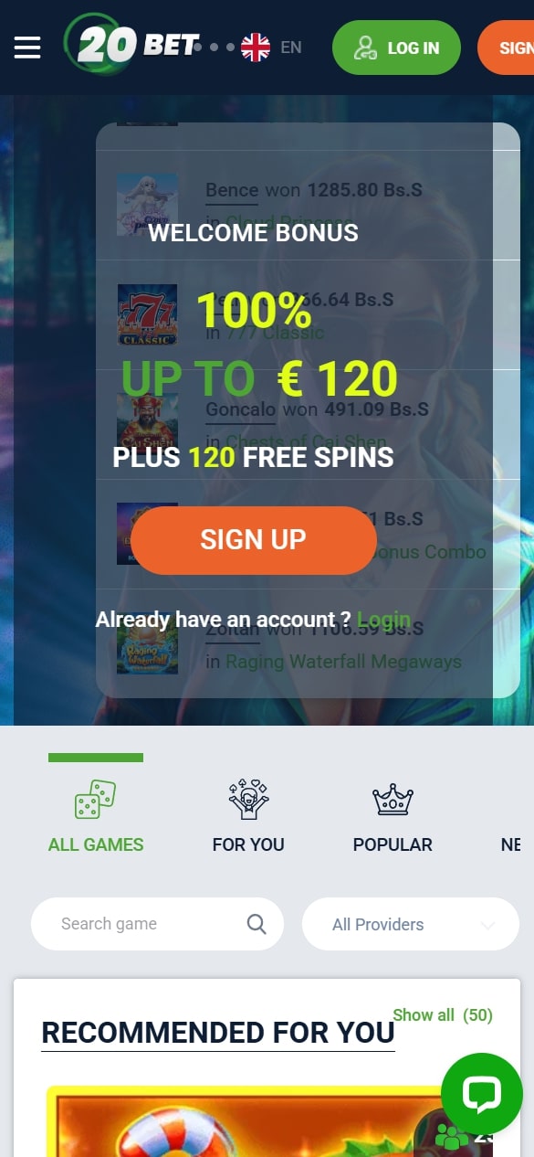 20bet casino mobile