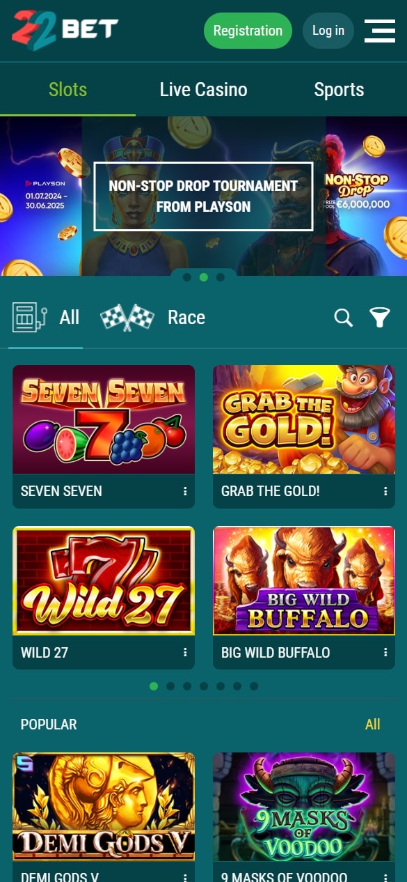 The best casino bonuses in 22bet