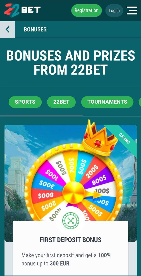 22Bet Casino bonus