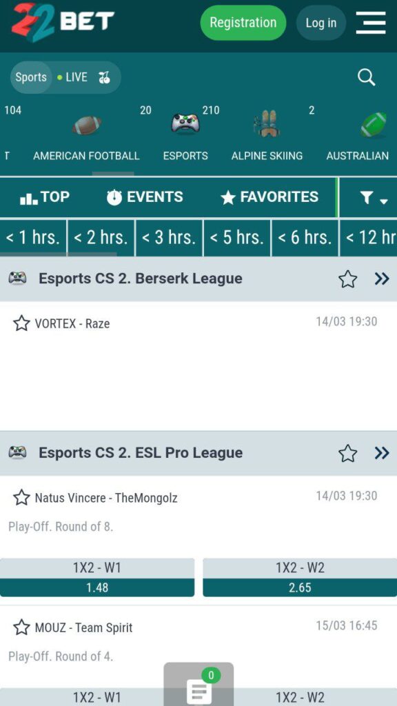 22Bet CSGO betting sites