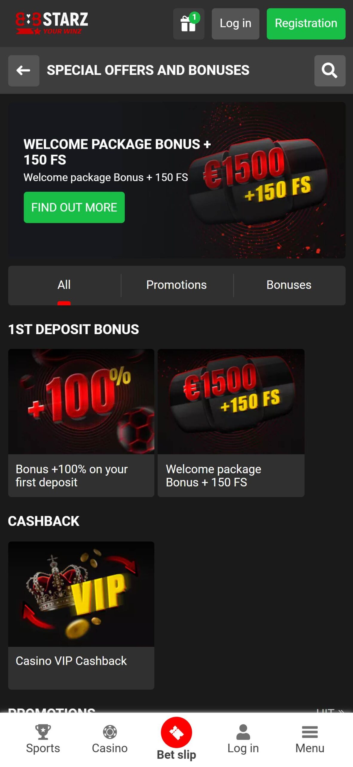 888Starz Casino Bonuses (mobile), allbets.tv