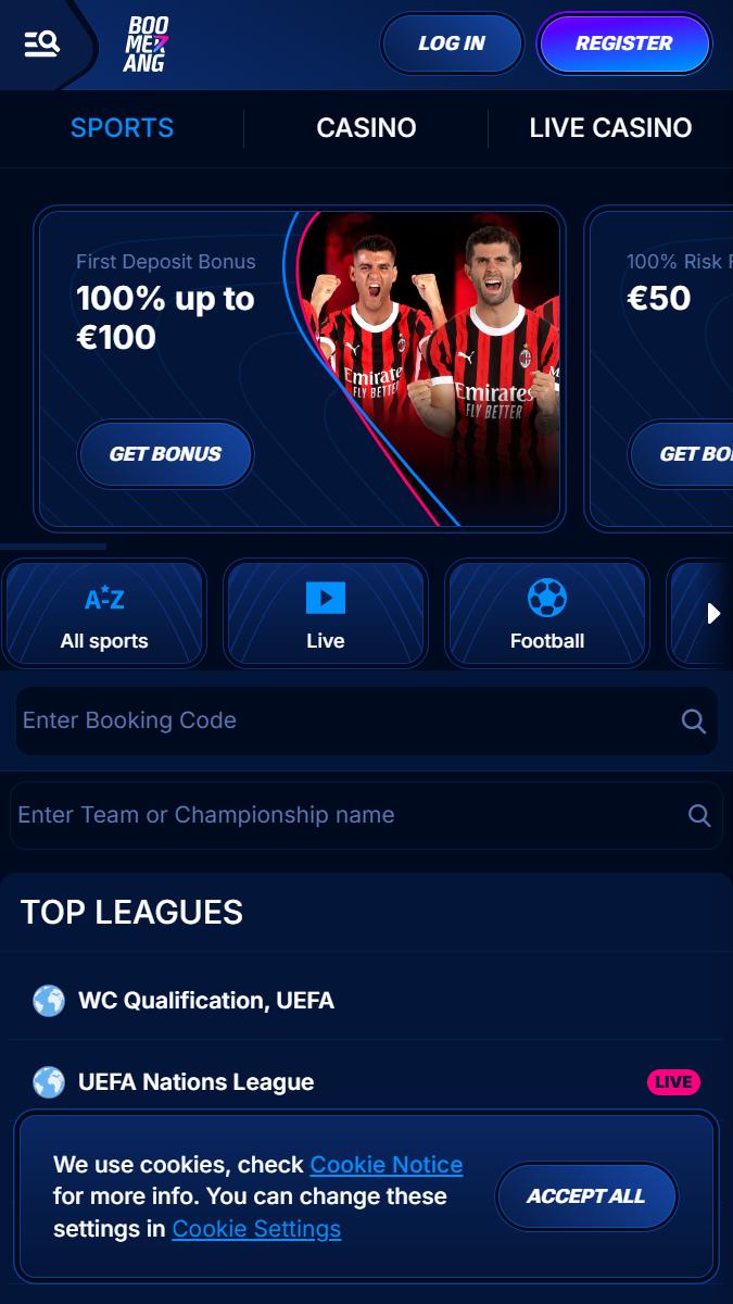 Boomerang UFC Betting Page