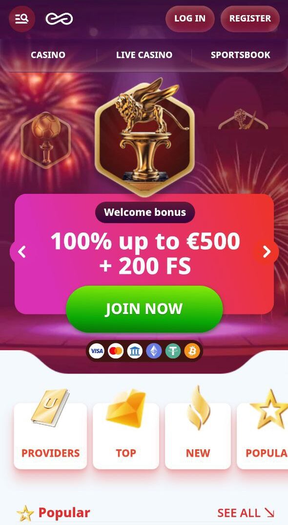 Casino Infinity bonuses