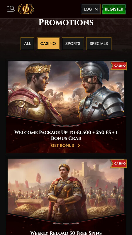 Legiano Casino Bonuses, allbet.tv