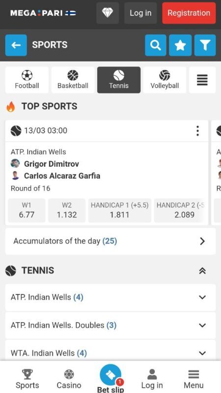 Megapari 22Bet Tennis betting sites