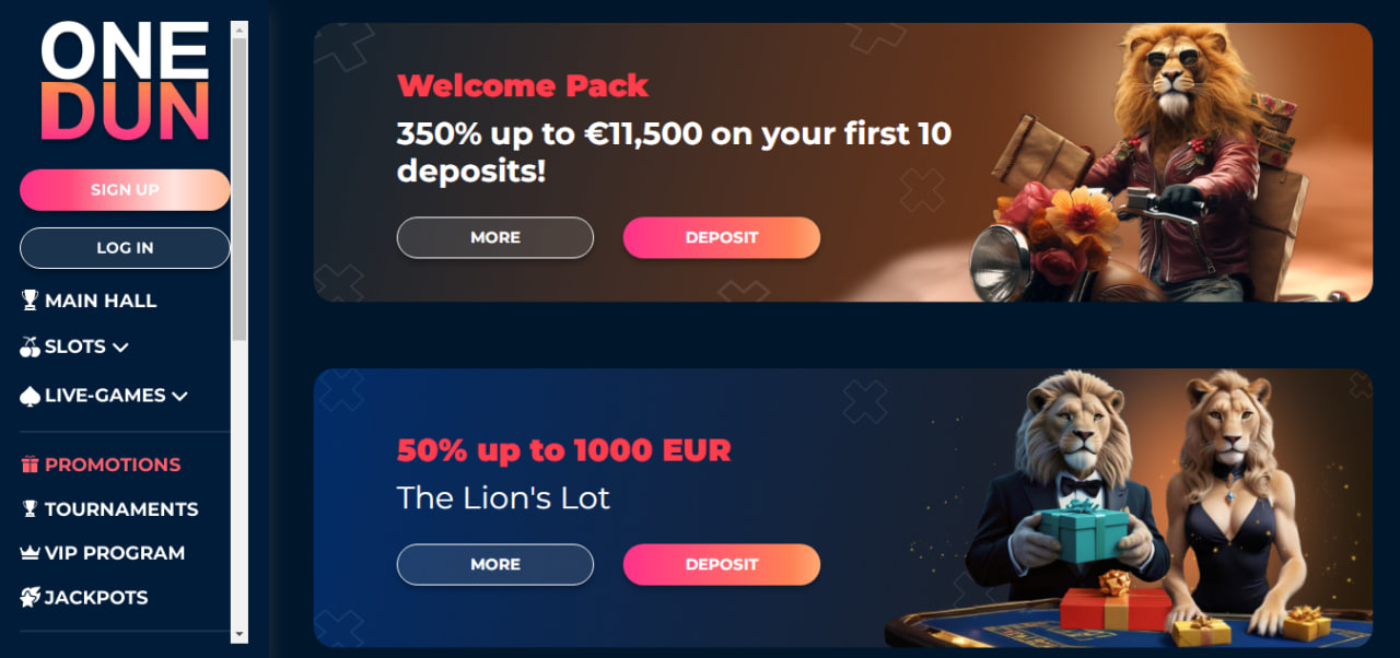 OneDun Casino bonuses