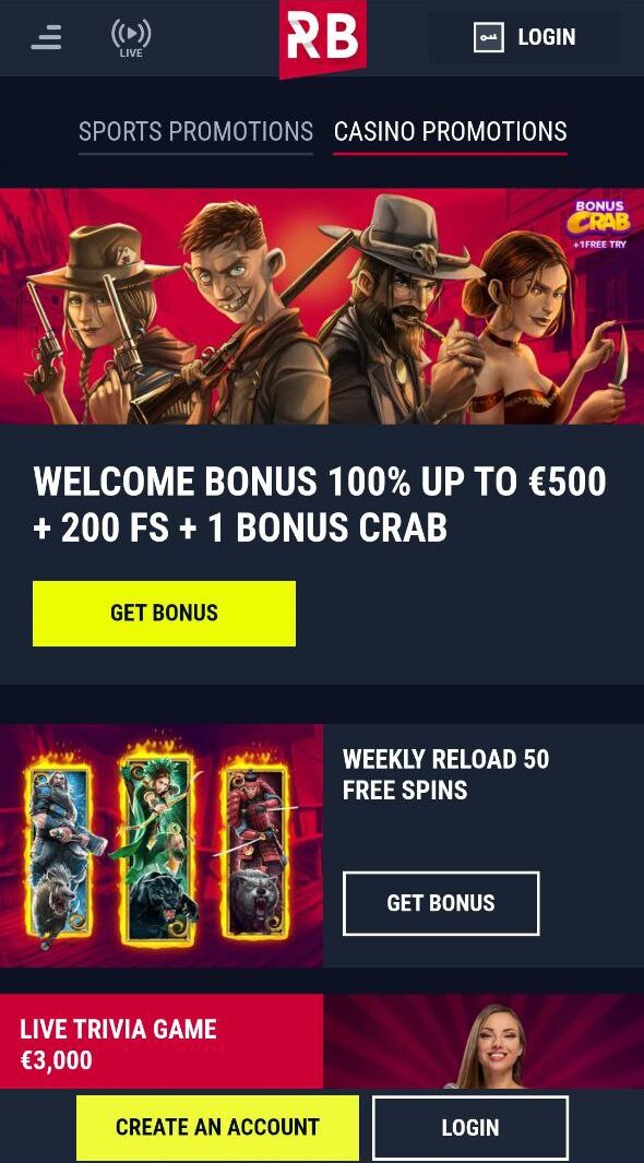 Rabona Casino bonuses