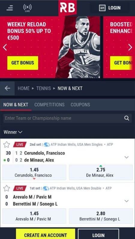 Rabona Tennis betting sites