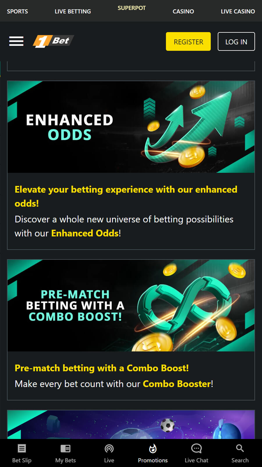 1Bet Bookmaker sport bonuses