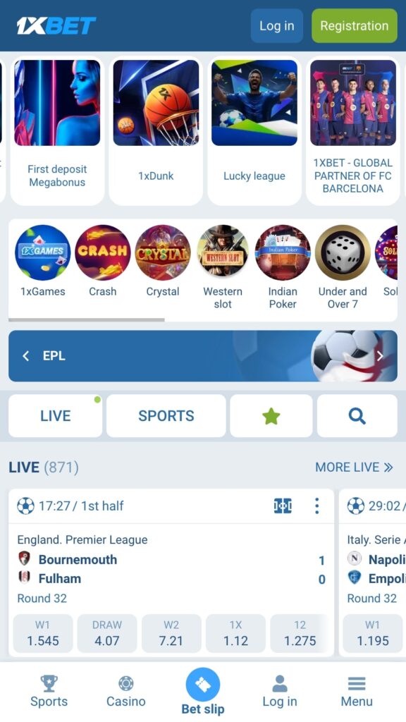 1xbet bookmaker homepage