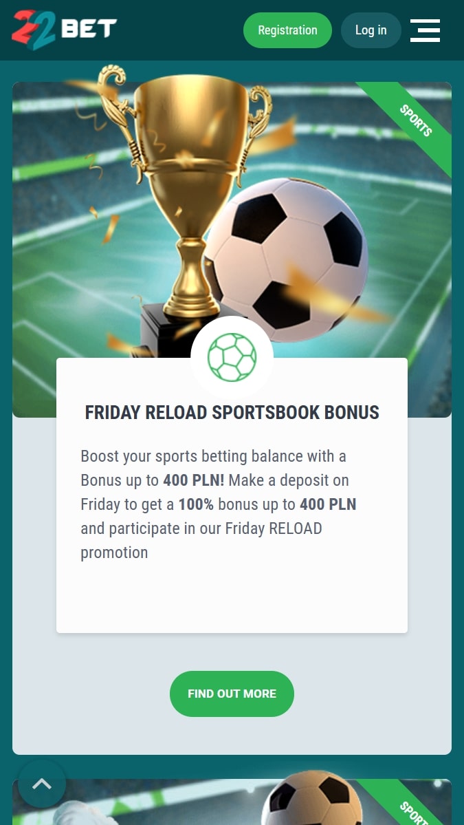 Obraz promujący bonusy 22Bet