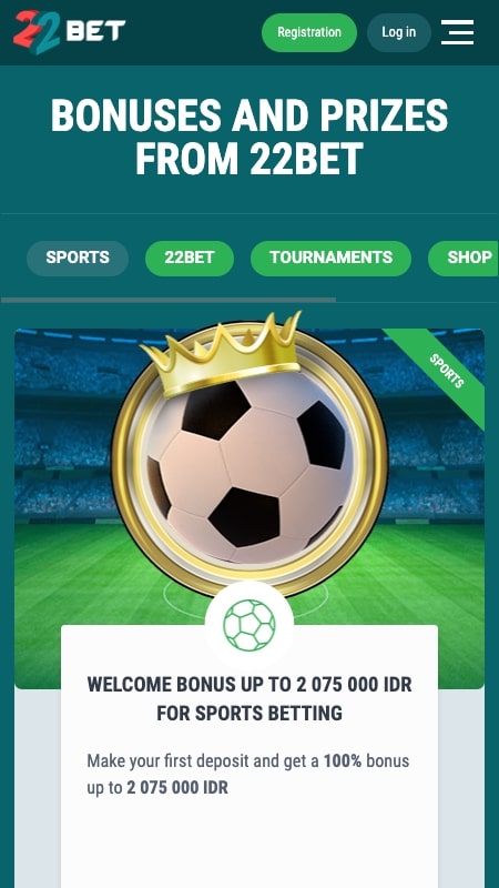 22Bet bonuses and promotions