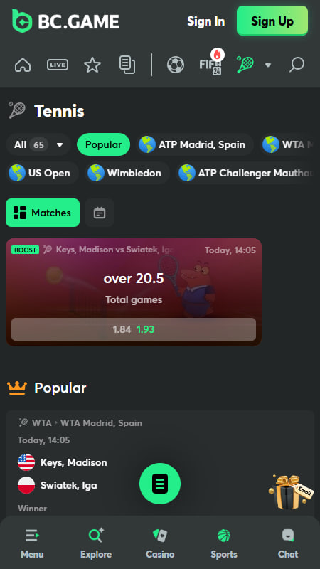 BC.Game Tennis Bookmaker in Australia