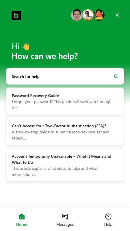 BC.Game technical support page