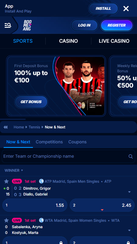 BOOMERANG-BET Tennis Bookmaker in Germany 