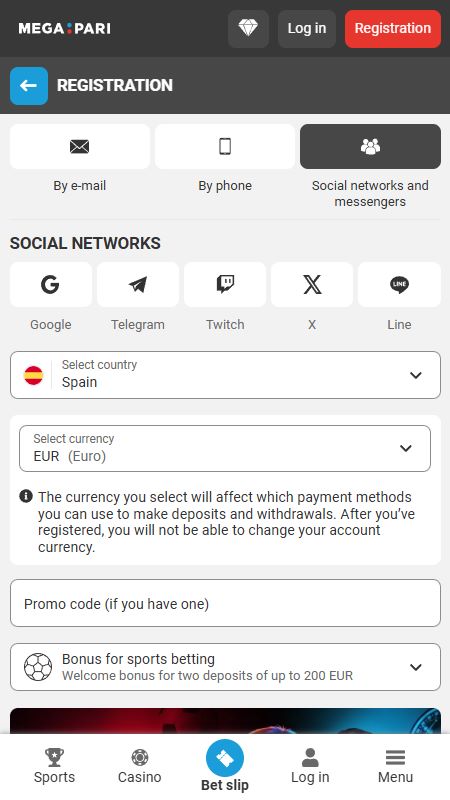 Creating an account on Megapari