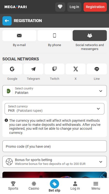 Creating an account on Megapari