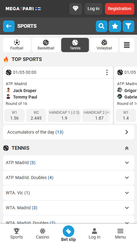 MegaPari Tennis Bookmaker in Australia