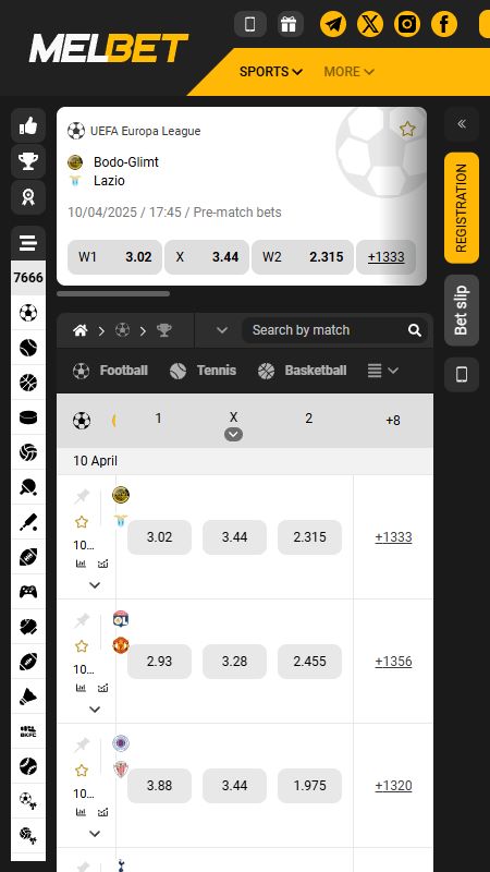 melbet sport event selection