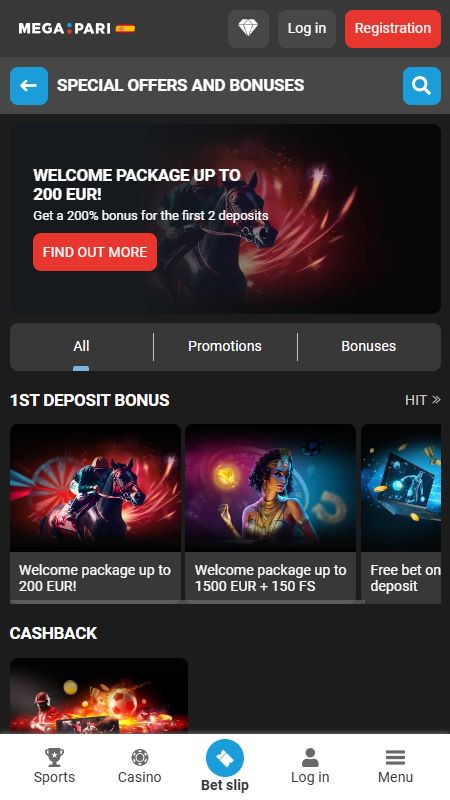 Megapari bonuses and promotions