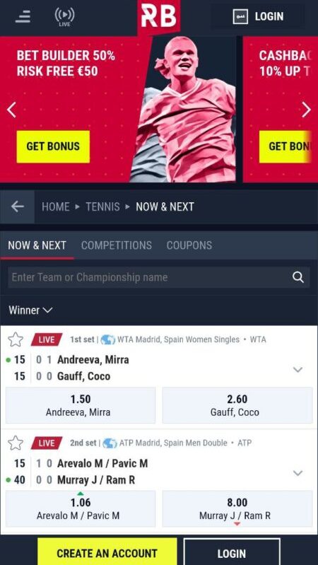 Rabona Tennis Bookmaker in Australia