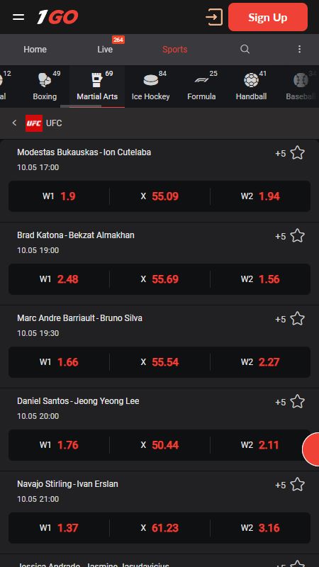 UFC 1Go Bookmaker in Canada