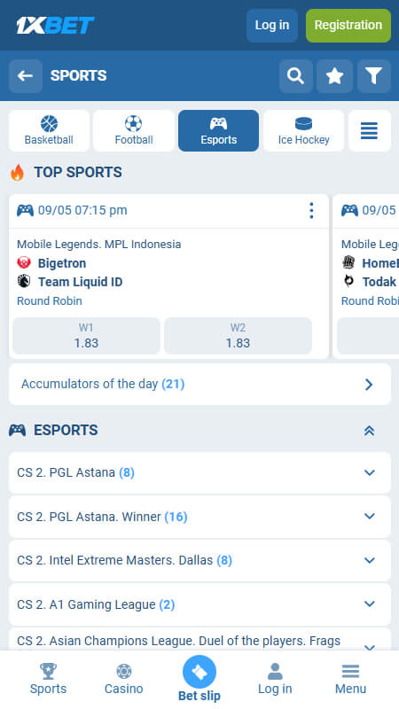 1xBet Bookmaker eSports betting