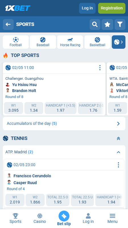   1xBet tennis betting in Japan