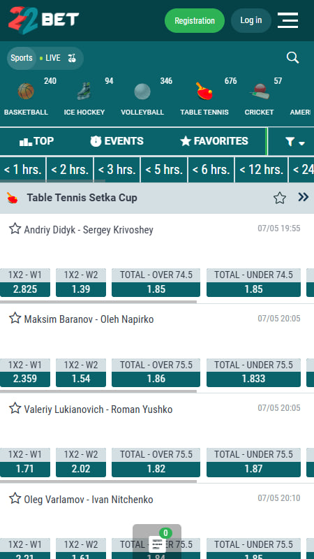 22Bet Bookmaker table tennis betting in the UK