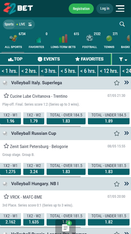 22Bet volleyball betting in the UK