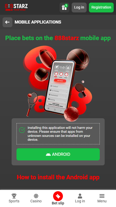 888Starz Android App in the UK