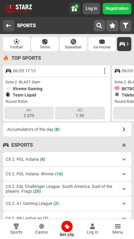 888Starz Bookmaker eSports betting