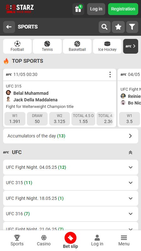 888starz Bookmaker UFC betting