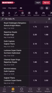 Batery Betting site in India