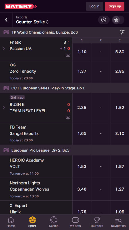 Batery Bookmaker CS:GO betting