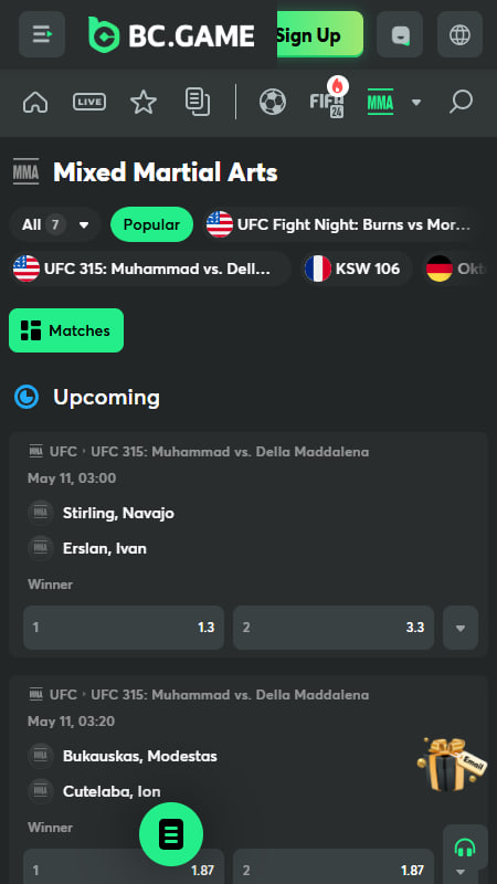 BC.Game UFC Bookmaker in Japan