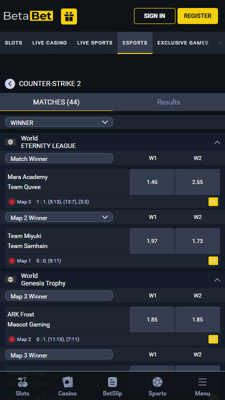 BetaBet Bookmaker CS:GO betting