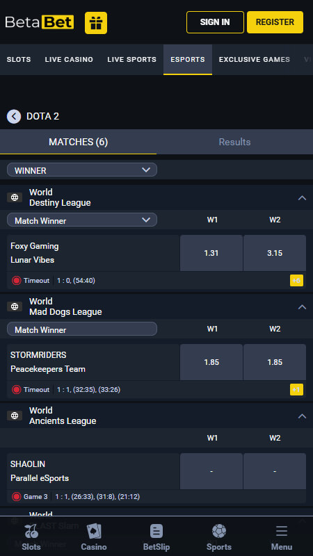 BetaBet Bookmaker Dota 2 betting
