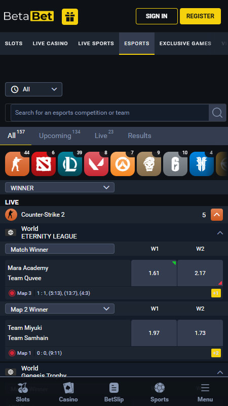 BetaBet Bookmaker eSports betting