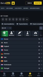 Special sports bets at BetaBet