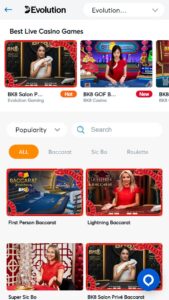 BK8 Casino website
