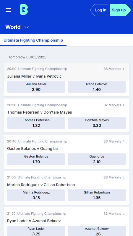 Bluebet Bookmaker UFC betting