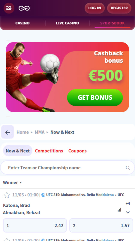 Casino Infinity UFC Bookmaker in France