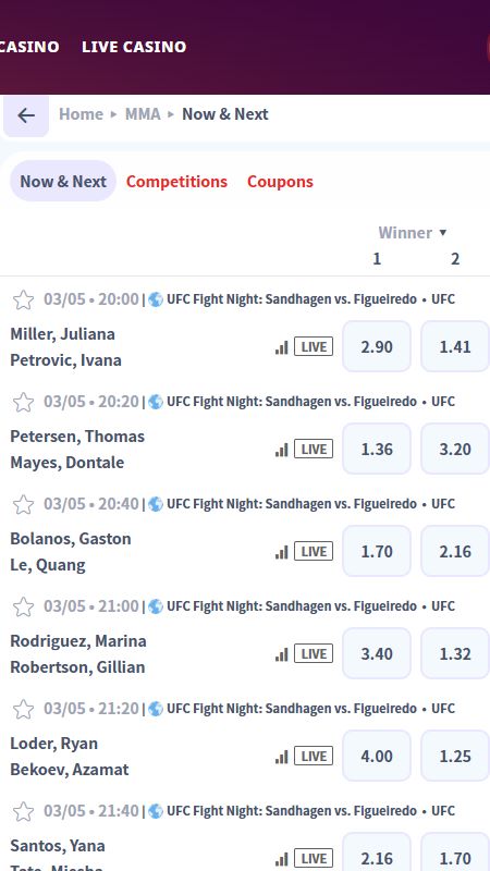 CasinoInfinity Bookmaker UFC betting