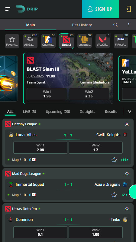 Drip Bookmaker Dota 2 betting