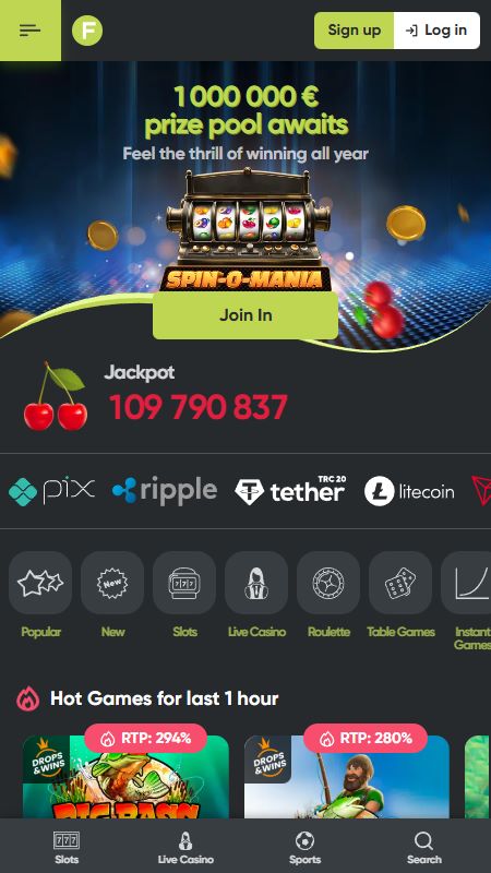 Fresh bookmaker homepage