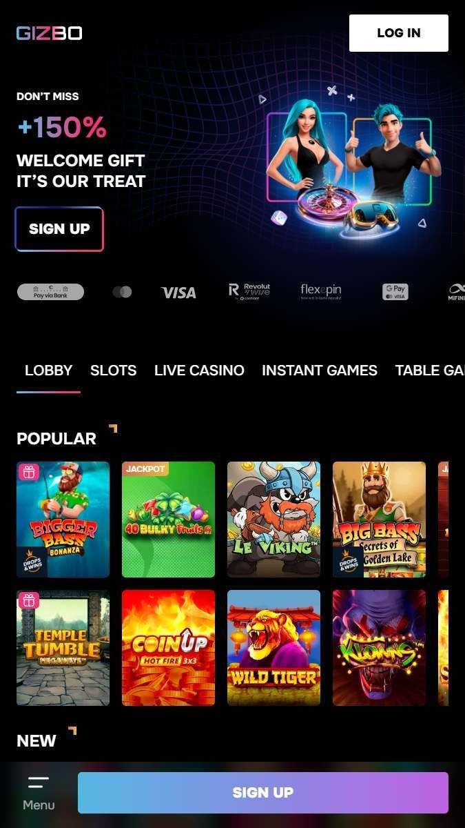 Website Gizbo Main page