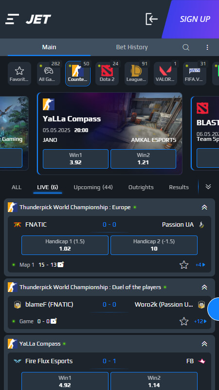 Jet Bookmaker CS:GO betting