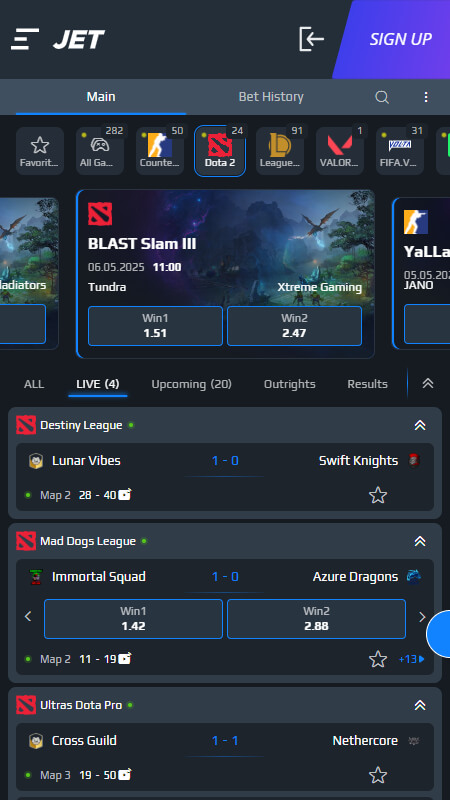 Jet Bookmaker Dota 2 betting